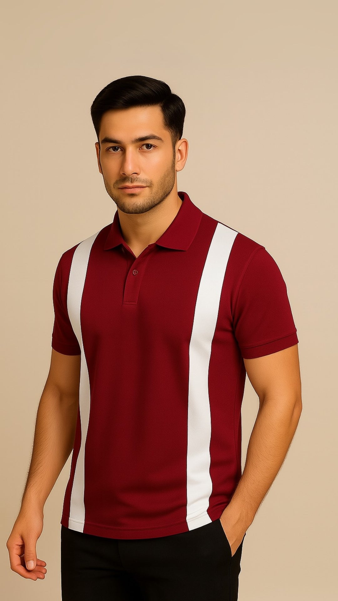 Amiri Stripes Polo Shirt For Men's & Women's - Maroon