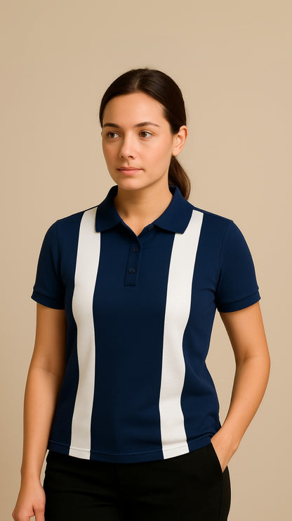 Amiri Stripes Polo Shirt For Men's & Women's - Navy Blue