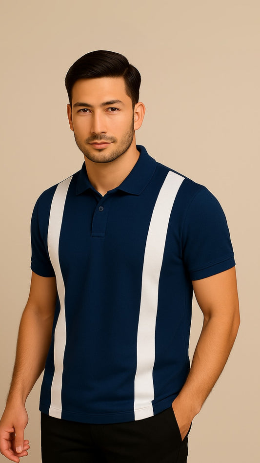 Amiri Stripes Polo Shirt For Men's & Women's - Navy Blue
